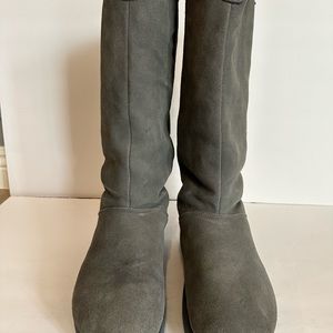 Grey suede boots.  Warm & comfy.